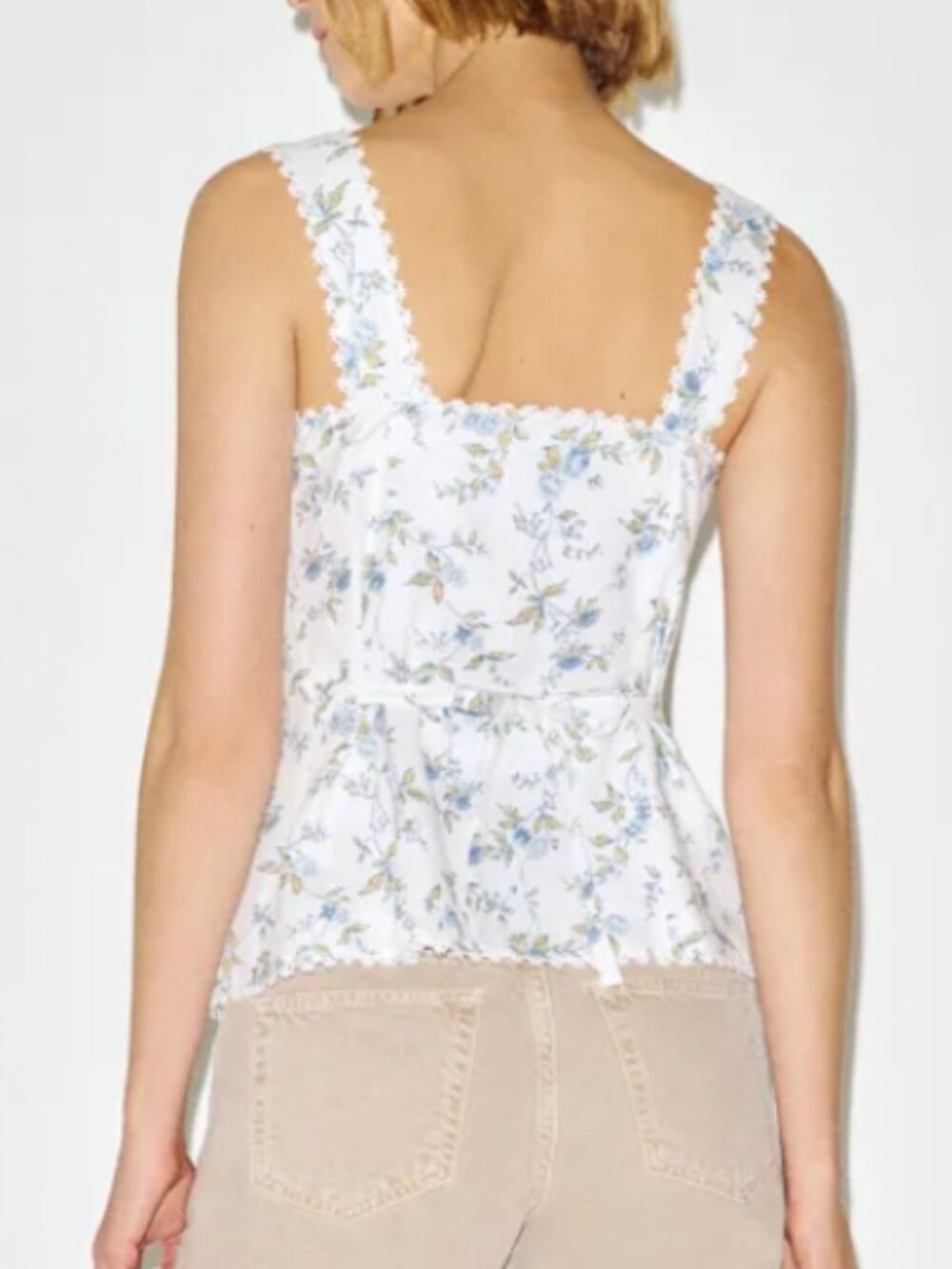 BEST Reformation Viola Linen Top Nostalgia Floral White Blue French Causal - Picture 4 of 11